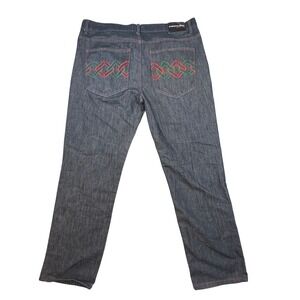 REFUSE Jeans men's 42x30 Jeans 42x30 Dark Wash Embroidered Pockets‎ Straight Fit